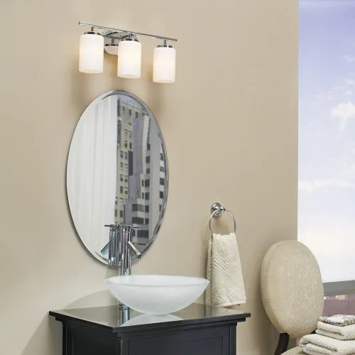 Vista 2 de Sea Gull Lighting 41162-05 Oslo - Accesorio de estilo de tocador de pared/baño, tres - ligero, cromado