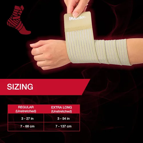 Vista 4 de MUELLER Sports Medicine - Envoltura de apoyo multiusos para hombres y mujeres, compresión ajustable para soporte articular y muscular, color beige