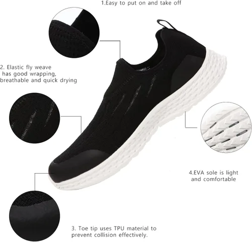 Vista 3 de Zapatos acuáticos para hombre, zapatos acuáticos de secado rápido, zapatos de meter para playa, natación, río, piscina, lago, senderismo, kayak