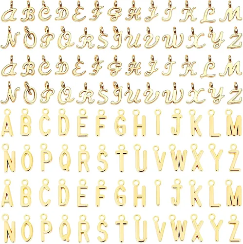 Vista 10 de SANNIX 156 piezas/6 juegos alfabeto ABC letras Charms Capital A-Z Charms DIY pulsera collar colgantes con 200 piezas abiertos Jump anillos