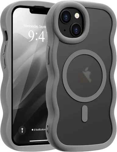 Vista 60 de Pepmune - Funda para iPhone 12 Pro Max con marco ondulado y estructura rígida, color mate claro, cubierta trasera unisex, compatible con Magsafe