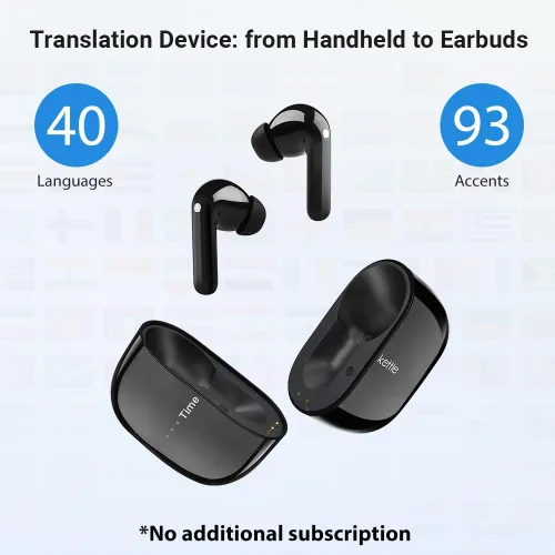 Vista 2 de Auriculares Traductor de Idiomas Timekettle M3, Dispositivo Traductor Bidireccional con APP para 40 Idiomas y 13 Paquetes de Traducción sin Negro
