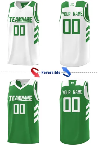 Vista 2 de Camiseta de baloncesto reversible para hombres y jóvenes, camisetas de rendimiento atlético, número de nombre del equipo personalizado, talla única