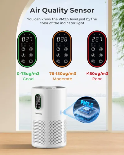 Vista 10 de Purificadores de aire para el hogar, habitación grande de hasta 1650 pies cuadrados, purificador de aire WESTHEY H13 True HEPA para dormitorio