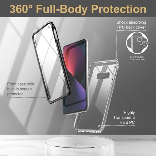 Vista 5 de SURITCH Funda transparente para Samsung Galaxy S10E (solamente) de 5.8 pulgadas, [protector de pantalla integrado] protección de cuerpo completo a