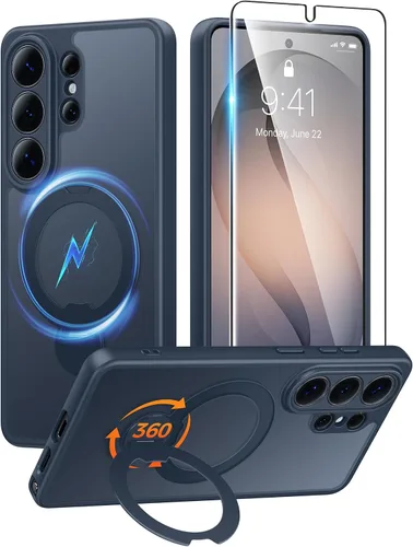 Vista 89 de FNTCASE Funda para Samsung Galaxy Z Flip 8 con soporte magnético giratorio de 360 grados, color negro Compatible con MagSafe, protección completa