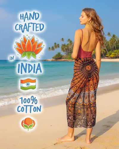 Vista 2 de Boho Chic Pareo - Pareo Mandala - Cubre Traje de Baño Bikini - Vestido de Playa - Envoltura
