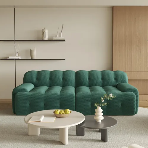 Vista 11 de Sofá modular modular de 86.6 pulgadas, sofá biplaza de gran tamaño, tela de malla 3D, cómodo sofá de nube, sofá curvado para sala de estar, oficina