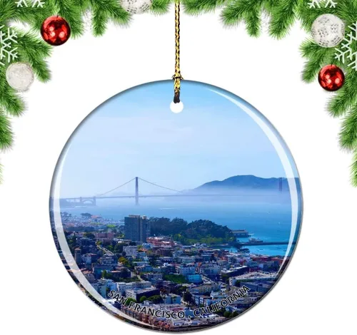Vista 5 de California San Francisco 16 Avenue Tiled Steps USA Christmas Tree Ornamento Decoración Colgante Colgante Decoración Ciudad Viaje Souvenir Colección