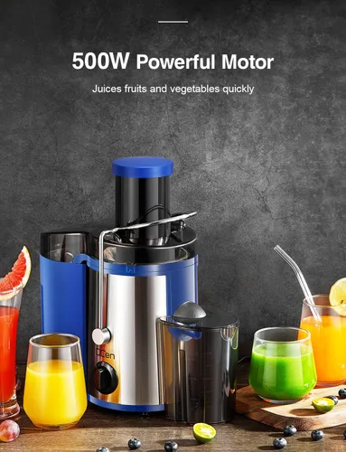 Vista 4 de QCen Máquina centrífuga del exprimidor azul y paquete de la botella de cristal 6PCS