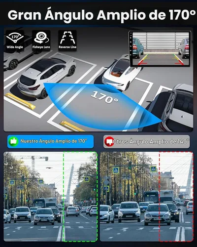 Vista 4 de 【Rotación de 360°】 Cámara de respaldo AHD 1080P para coche Super visión nocturna 170° gran angular cámara inversa IP69 impermeable cámara