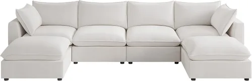 Vista 12 de Sofá modular seccional, sofá de nube de asiento profundo, cojines ultra cómodos, tapicería suave, funda extraíble, 4 plazas para sala de estar