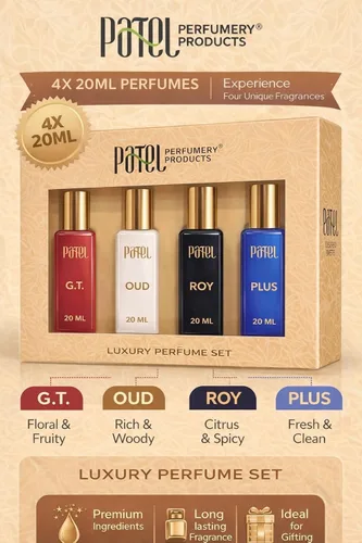Vista 4 de Perfumery Luxury Perfume Set for Men Pack of 4 (G.T., Oud, Roy, Plus) Long Lasting Eau De Perfume 20 ML Each Premium Gift Set