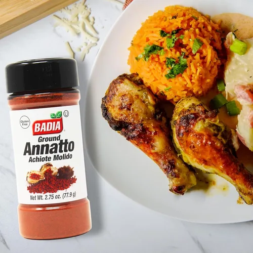 Vista 3 de Badia Annatto molido 2.75 oz - Achiote en polvo con sabor ligeramente terroso y picante - Condimento natural y colorante para recetas latinas