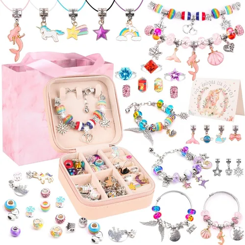 Vista 7 de UFU Kit de fabricación de pulseras con dijes, kit de fabricación de joyas, regalo para niñas de 5, 6, 7, 8 a 12, un dulce regalo de cumpleaños