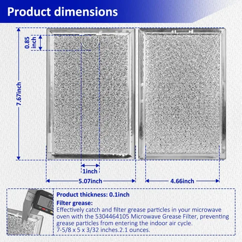 Vista 6 de HASMX Repuesto de filtro de grasa de microondas para modelos LG LMH2016SB LMH2235ST LMV1635SB LMV1635SW LMV2083SB LMV1831SB LMV1831ST Filtro