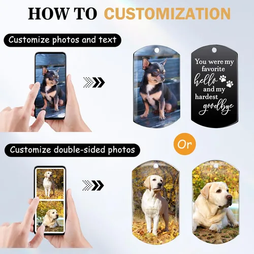 Vista 2 de Funnylife Llavero Conmemorativo Personalizado con Foto de Perro de Acero Inoxidable Llavero Personalizado de Memoria de Mascota Regalos