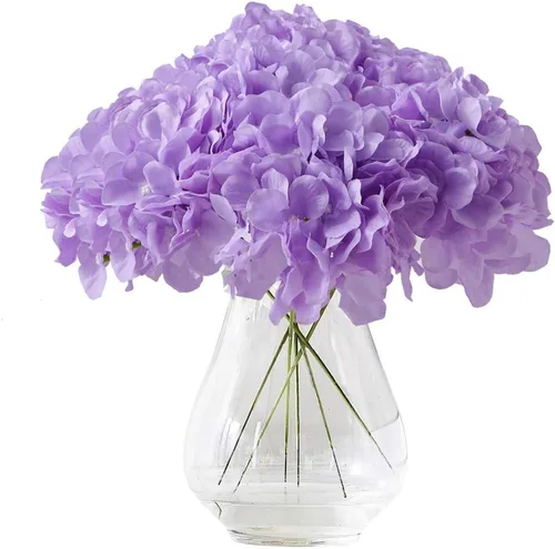 Vista 54 de Flores de hortensias artificiales rosa polvoriento, 10 cabezas de flores de seda de hortensia falsas para centros de mesa de boda, ramos de 10