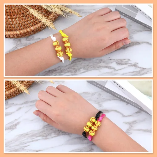 Vista 2 de 20 pulseras con dijes de sóftbol, regalos de fiesta de sóftbol, pulseras ajustables, pulseras inspiradoras de pelota deportiva para mujeres, fiesta