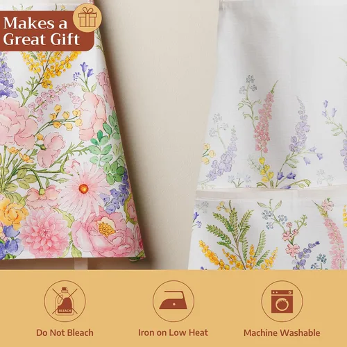 Vista 946 de Maison d' Hermine Delantales para mujer con bolsillo, 100% algodón (27.50 x 31.50 pulgadas)