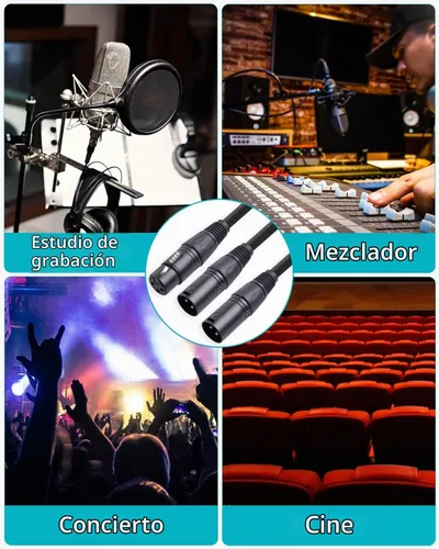 Vista 6 de Paquete de 2 divisores XLR Y, 1.5 pies XLR hembra a doble macho, cables de audio de micrófono equilibrados para micrófono estéreo a audio L & R 1.5