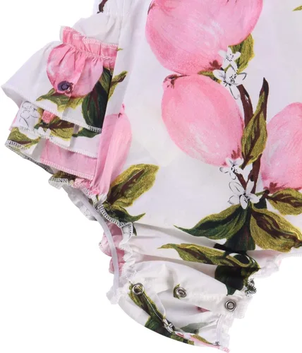 Vista 5 de Mameluco de verano con diseño floral y volantes para niña bebé, con diadema
