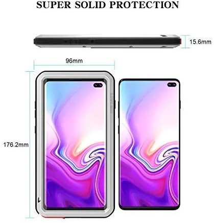 Vista 2 de LOVE MEI Funda militar resistente para Samsung Galaxy S10 Plus, con protector de pantalla de vidrio templado, a prueba de golpes, a prueba de polvo