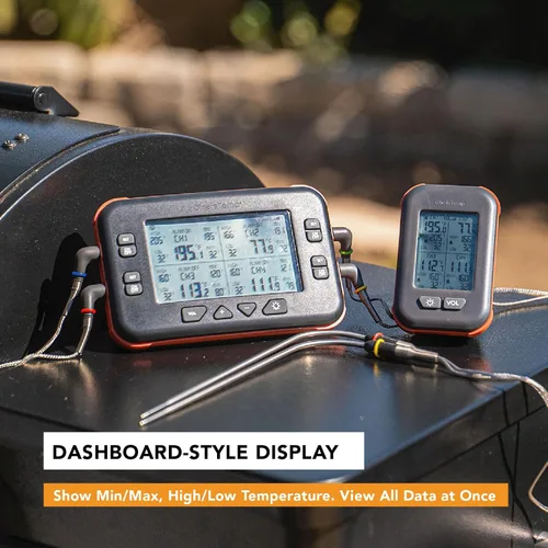 Vista 4 de Quad XPro - Termómetro inalámbrico para carne, alarma de barbacoa de largo alcance de 1000 pies, pantalla profesional de temperatura mínima/máxima
