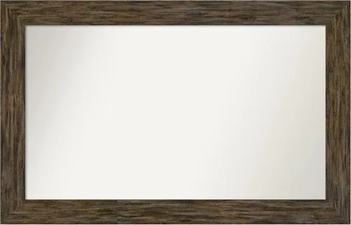 Vista 130 de Amanti Art Espejo personalizado, espejo de baño marrón Fencepost, espejo de pared o espejo de tocador de baño sobre el fregadero (27 x 27 pulgadas)
