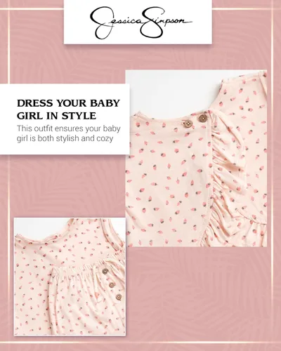 Vista 5 de Jessica Simpson Conjunto de pantalones para niña 2 piezas blusa y pantalones con volantes Ropa de juego para recién nacidos y bebés (0-24 meses)