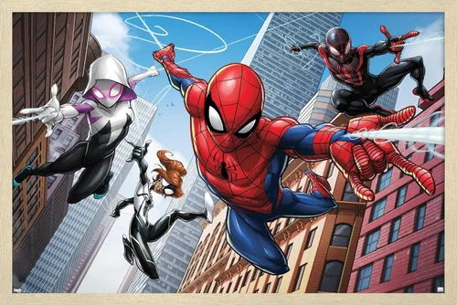 Vista 13 de Trends International Marvel Comics - Póster de pared de Spider-Man - Web Heroes, 14.725 x 22.375 pulgadas, versión enmarcada de madera de granero