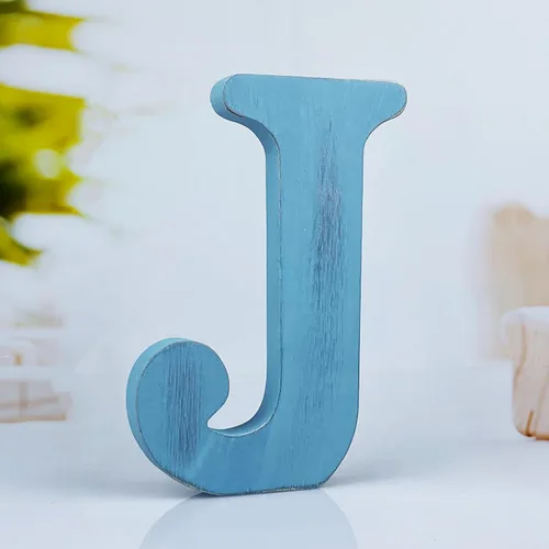Vista 18 de Letras de madera azul rústica de 6 pulgadas, letras de madera sin terminar para pared, letras decorativas azules retro de pie, decoración de tablero