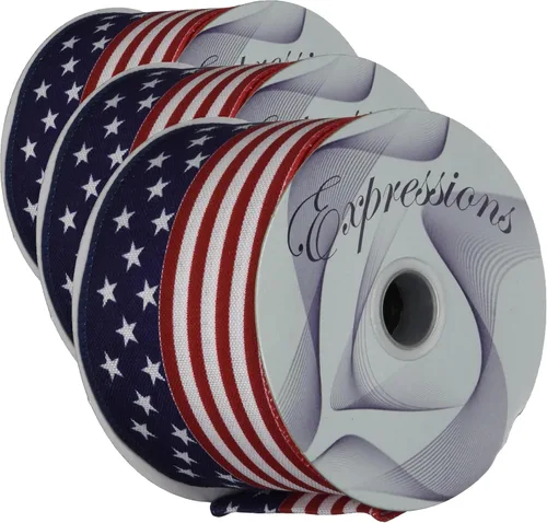 Vista 3 de Craig Bachman Imports 8567339343 2.5" x 10 yardas Rojo, Blanco, Azul Cinta Estrellas/Rayas