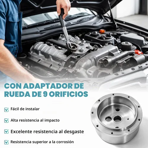 Vista 8 de Columna de dirección manual de 81 cm con inclinación, acabado de acero inoxidable pulido, con adaptador de rueda de 9 orificios, sin llave Columna