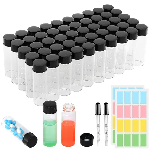 Vista 16 de Paquete de 20 Frascos de Vidrio Transparente de 0.135 fl oz con Tapas de Rosca, Frascos Pequeños para Líquidos para Aceite Esencial