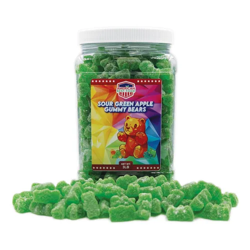 Vista 6 de Oso de goma de 3 libras en recipiente de plástico transparente (6 sabores)