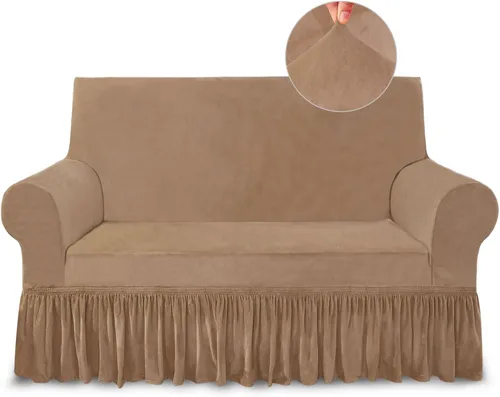 Vista 74 de NICEEC Funda para sofá biplaza, súper suave, 1 pieza, color rojo vino, elástica, universal, de elastano, para sala de estar, fácil ajuste, lavable