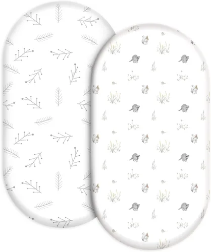 Vista 10 de Sábanas ajustadas de moisés de Soarwg Kids, sábanas de moisés para bebé niña, sábana de moisés de ajuste neutro para colchón rectangular, redondo
