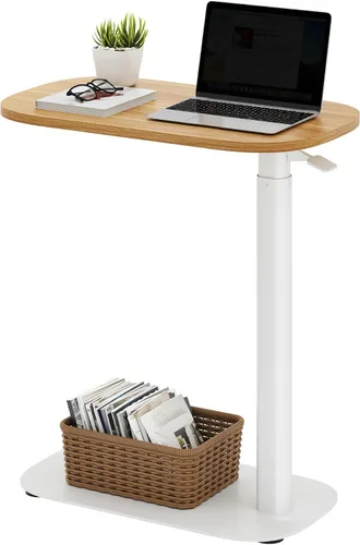 Vista 15 de SANODESK Escritorio móvil de pie con ruedas ocultas, escritorio neumático para laptop, carrito de computadora con ruedas móviles, altura ajustable