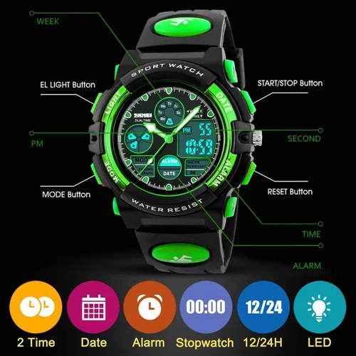 Vista 5 de Kids Digital Sport Watch, Boys Girls Waterproof Sports Outdoor Watches Children Casual Electronic Analog Quartz Wrist Watches with Alarm Stopwatch