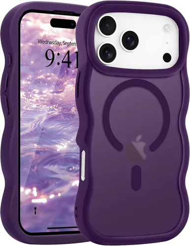 Vista 65 de Pepmune - Funda para iPhone 12 Pro Max con marco ondulado y estructura rígida, color mate claro, cubierta trasera unisex, compatible con Magsafe