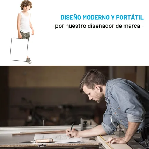 Vista 4 de TSJ OFFICE Pizarra blanca pequeña, pizarra blanca portátil de aluminio negro de 16 x 12 pulgadas, pizarra magnética de borrado en seco con asa, bloc