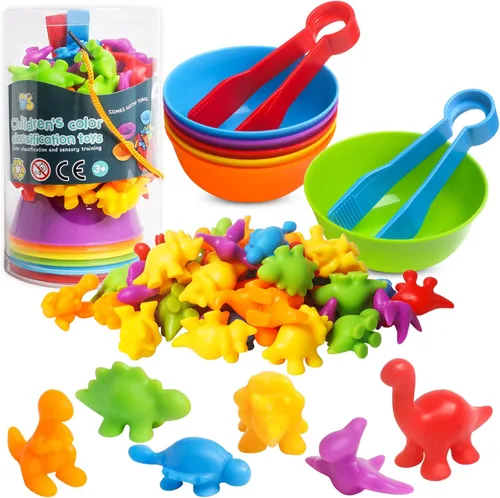 Vista 6 de Juguetes para contar dinosaurios, juegos a juego, clasificación, actividades de aprendizaje, manipulativos preescolares, juguetes Montessori