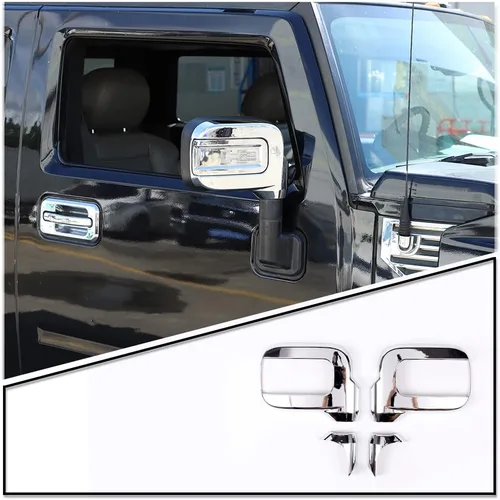 Vista 9 de Cubierta de espejo retrovisor ABS Protector de espejo lateral Decoración exterior Compatible con Hummer H2 2003 2004 2005 2006 2007 2008 2009