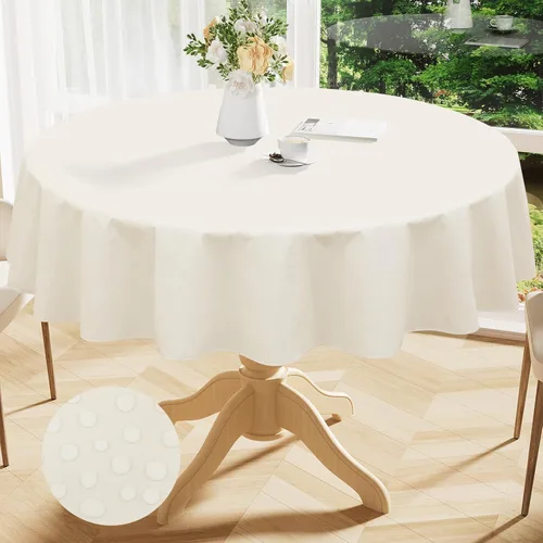 Vista 11 de Smiry Mantel cuadrado de vinilo impermeable de 54x54 pulgadas, protector de manteles de vinilo lavables, funda de mesa resistente a derrames de Beige
