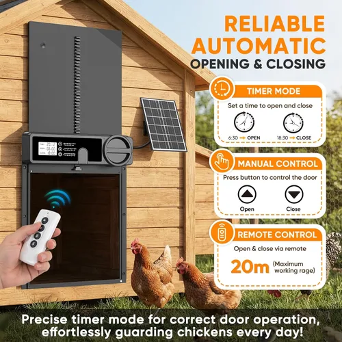 Vista 4 de Puerta automática de gran tamaño del gallinero accionada por energía solar