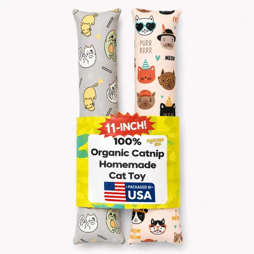 Vista 3 de Kitty Kick Stix Juego de 2 (11 pulgadas) – Juguete duradero para gatos – Pateador de hierba gatera para gatos y gatitos – Juguetes interactivos