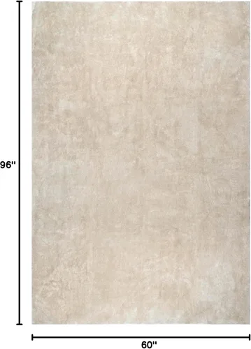 Vista 2 de nuLOOM Alfombra de Área de Felpa Acogedora de 5' x 8', Lavable a Máquina, Antideslizante, Alfombra Shag Suave y Esponjosa para Sala de Estar, Crema