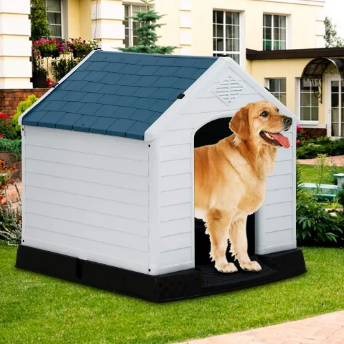 Vista 8 de Casa para perros, casa para perros pequeños y medianos, impermeable, transpirable, de plástico duradero, para interiores y exteriores