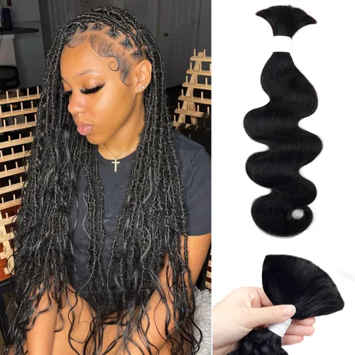 Vista 29 de Liqusee Cabello Humano para Trenzar 3.53 oz Un Paquete 14 Pulgadas Negro Natural Ondulado Rizado a Granel Cabello Humano para Trenzar Sin Trama 100%